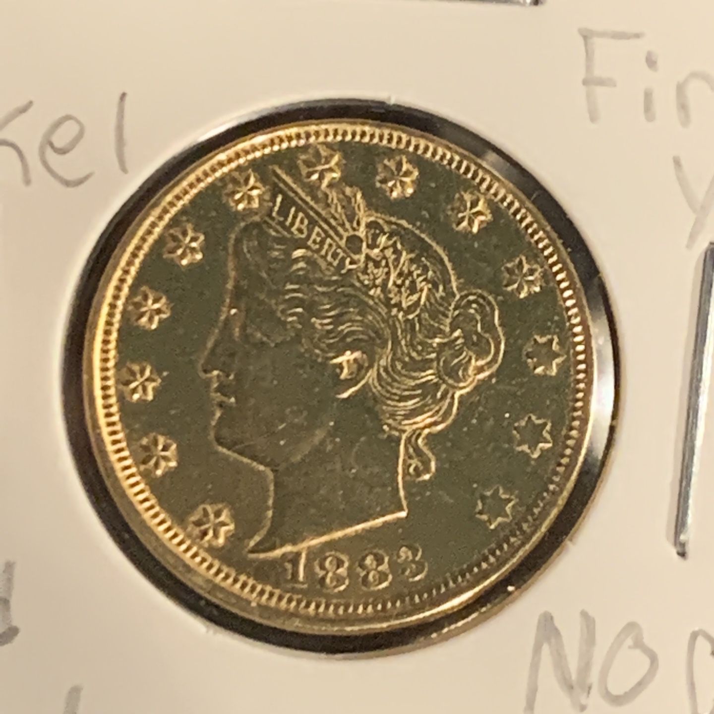 1883 Gold plated liberty head V Nickel UNC