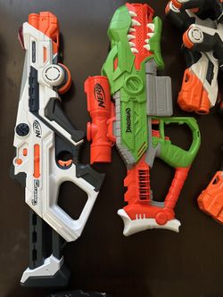 Nerf Deltaburst Fire And  Nerf Dino Squad Rex