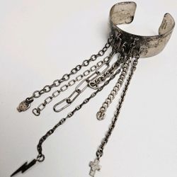 Vintage CHRISTIE MARTIN 925 Sterling Silver Tassel cuff bracelet  51.5g