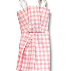 Barbie Doll Size Short PINK Check DRESS Barbie Movie Dress