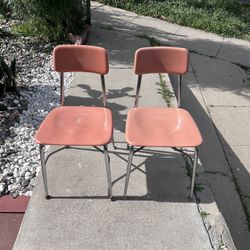 MCM 1960s “HeyWoodite” Pink School Children Chairs Set Of 2