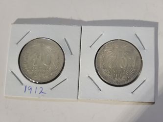 Mexican 50 Centavos Silver Coins 1912 & 1913