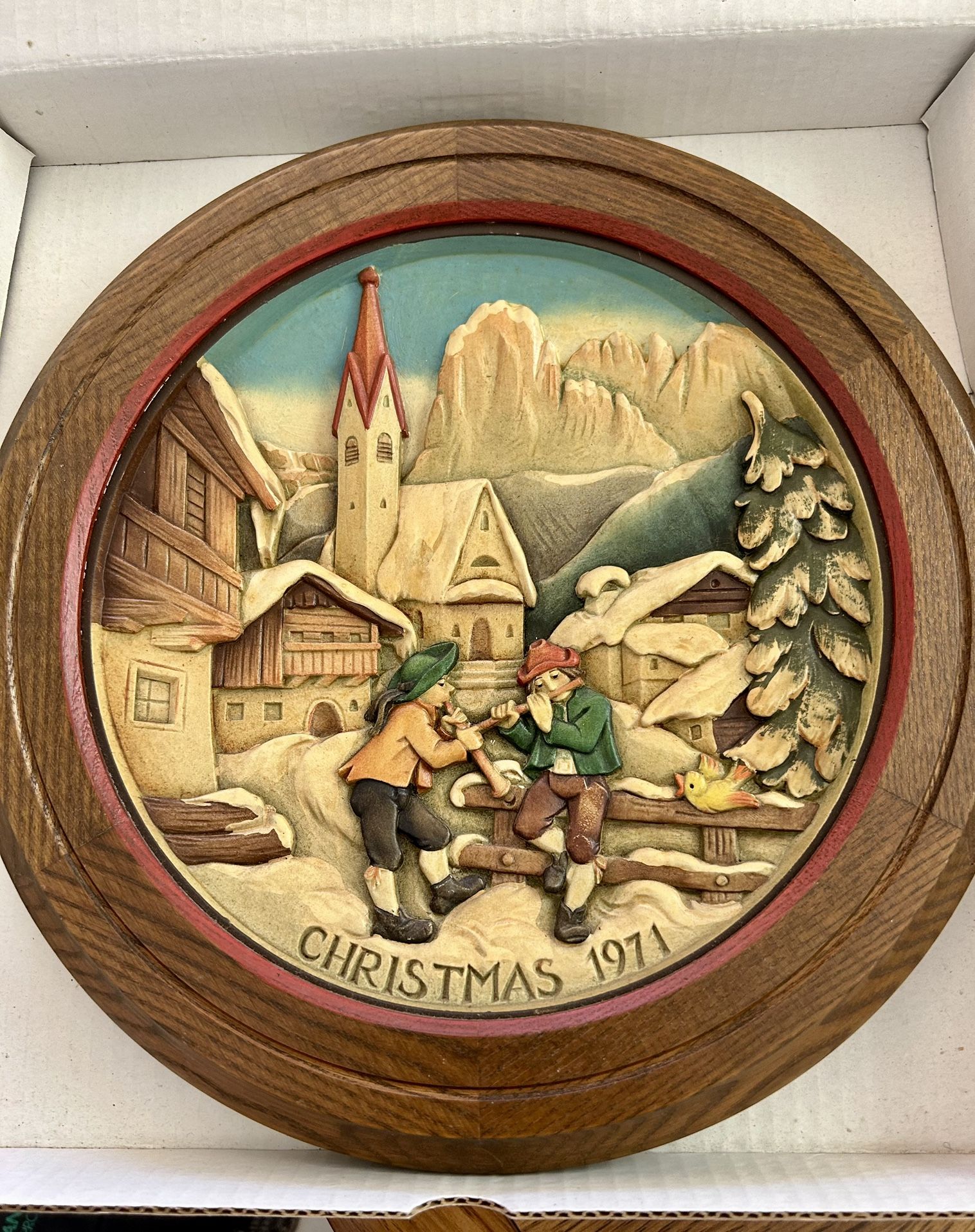 ANRI Christmas Plates Wood From Italy 