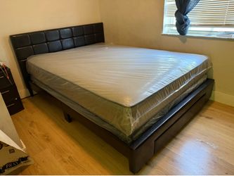 NEW BED FRAME FULL SIZE WITH MATTRESS AND BOX SPRING