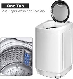Portable Washing Machine, Full Automatic Washer and Dryer Combo, with Built-in Pump Drain 8 LBS Capacity Compact Laundry Washer Spin Dryer for Apartme