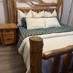 Handcrafted Beautiful Rustic Wooden Bed