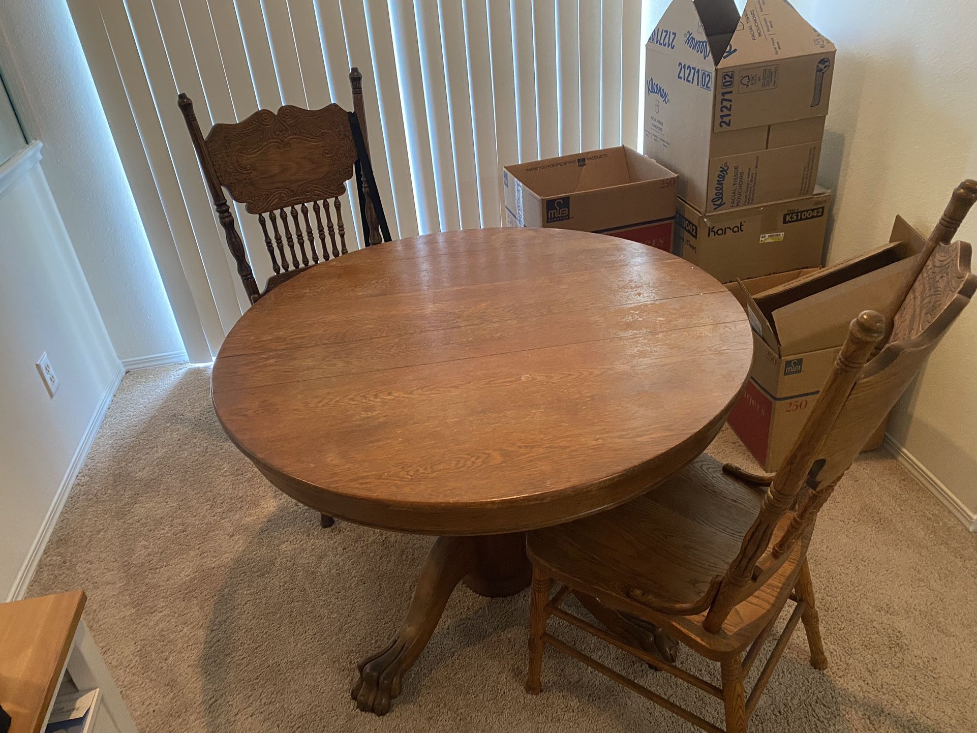 Beautiful Wooden, Vintage Table With 2 Chairs!!