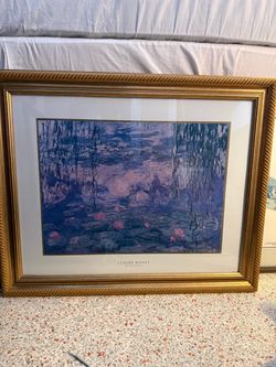 Claude Monet “Nymphéas” Water Lilies Framed Art Print – Large Gold Frame