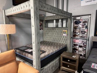 Gray Velvet Tufted bed! 🛌 🩷✨ Easy Financing!