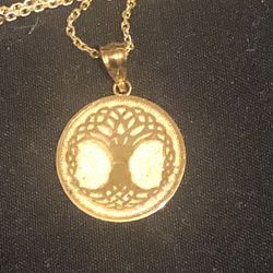 10k Gold Tree of Life Pendant with 16” 14k Gold Chain
