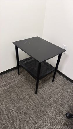 Black wicker side table