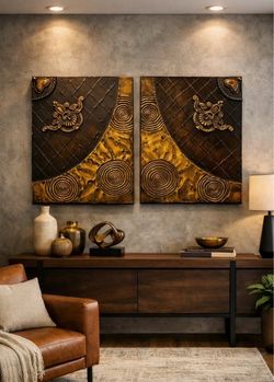 EMBOSSED DECORATIVE WALL PANELS – GOLD & BRONZE ACCENTS