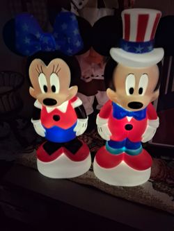 Set of 2 patriotic 14" mickey & minnie lighted   blow mold
