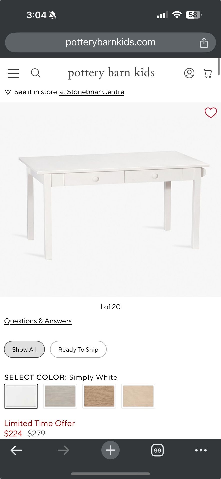 Carolina Craft Table (48")(Pottery Barn)