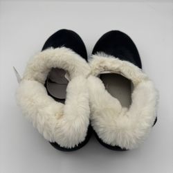 Women’s Warm Memory Foam Slippers V-Rim Collar Suede Shoes with NonSlip Rubber