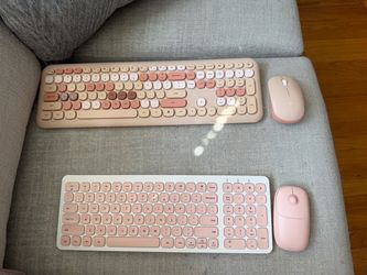 2 Pink Wireless Keyboard & Mouse Sets – Full Size – Like New – $45 for Both