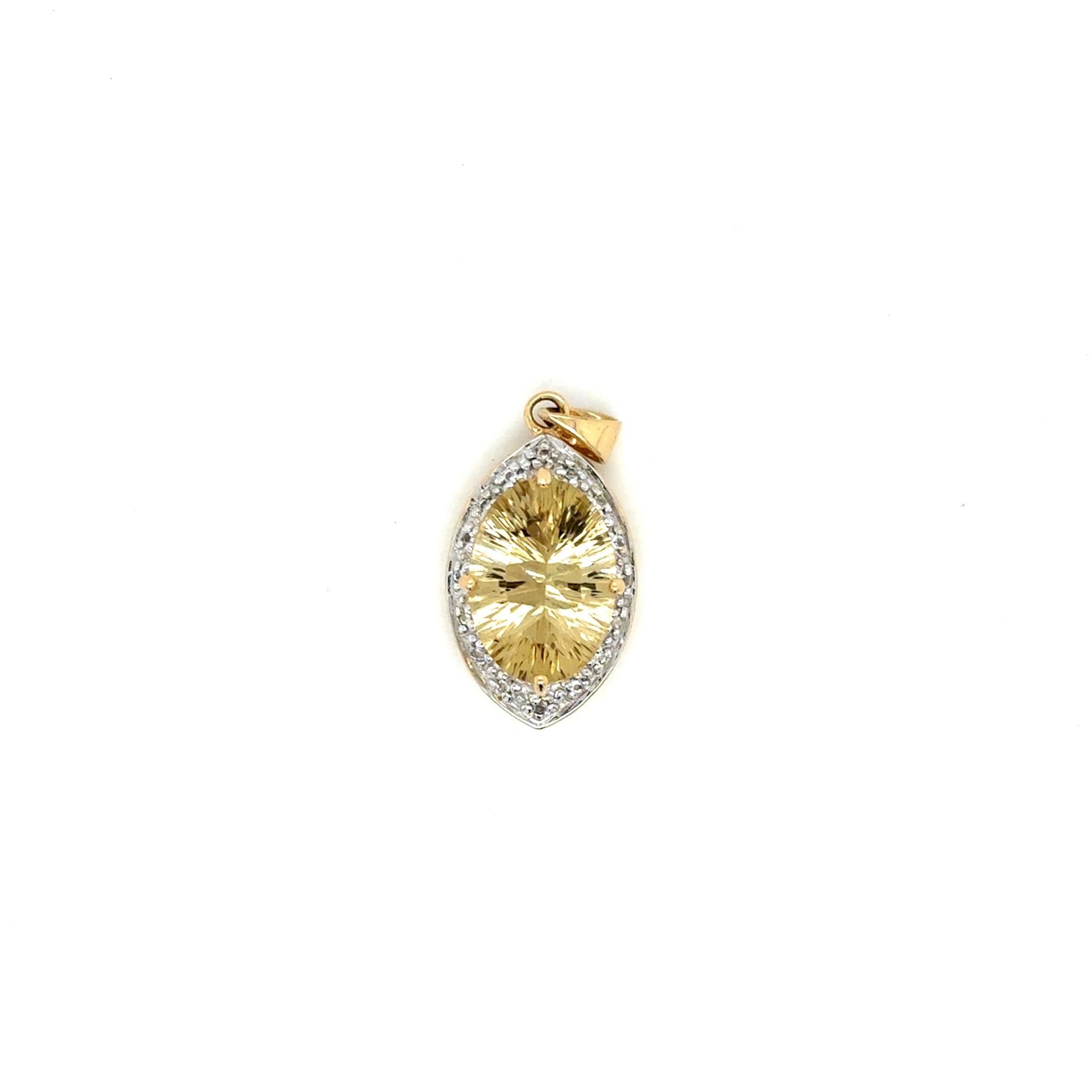 14K Gold Yellow Gem/Diamonds Pendant
