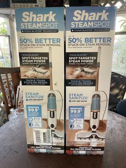 Shark SteamSpot Corded Steam Mop with Steam Blaster for Hard Floors in White with XL Removable Tank