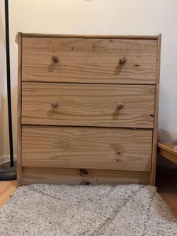 Moving Sale!! Everything must go by May 15th: 3-Drawer Solid Wood Chest of Drawers Light Wood Brown Freestanding Bedroom