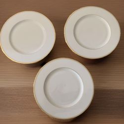 Lenox Cream Gold Gilded Formal Salad Plates USA 3pc 