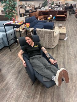 Dark Gray Leather Power Recliner Chair