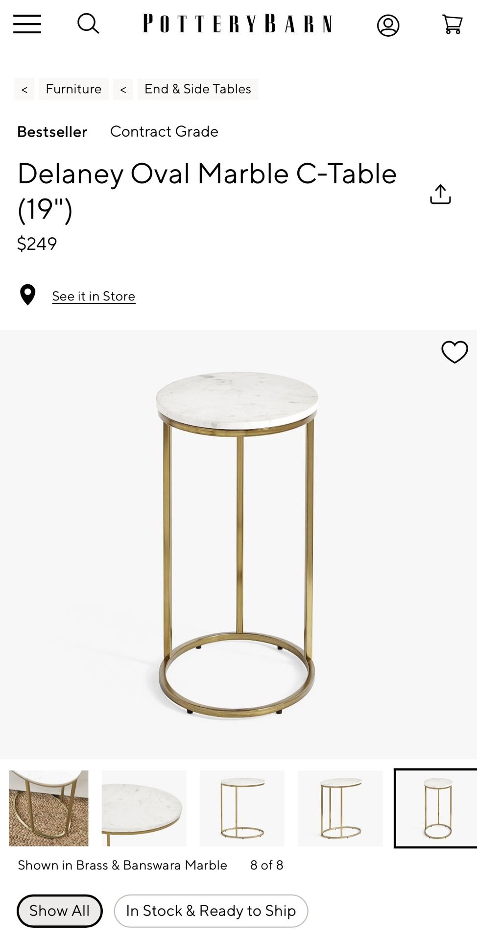 Delaney Oval Marble C Table 