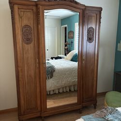 Antique  Wardrobe Armoire  French walnut