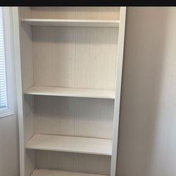 Tall White Distressed Wood Shelving Unit Comes With Wall Attachment Of Needed 