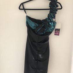 Brand New Blondie Nites by Stacy Sklar Black/Teal Dress Size 3