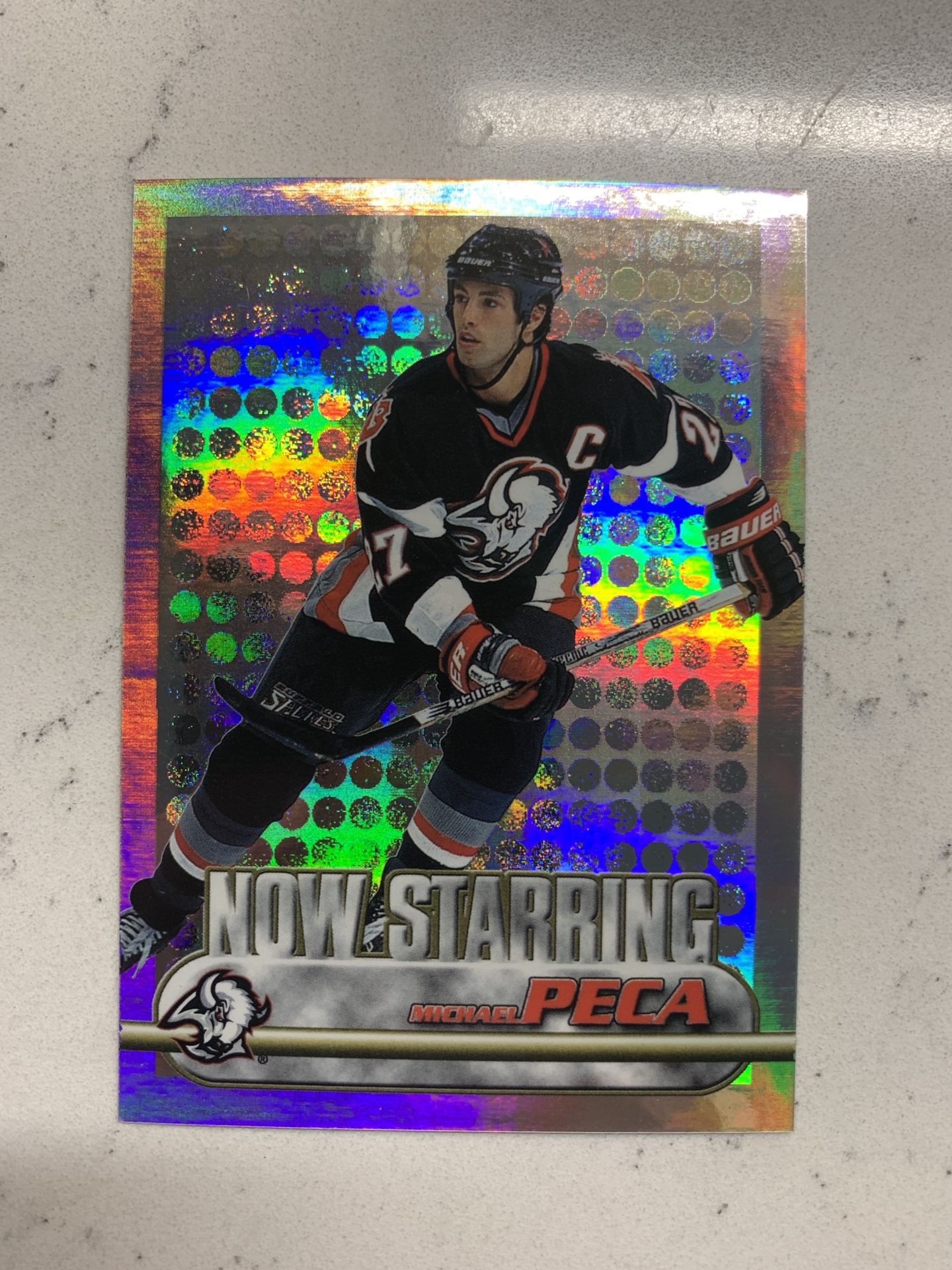 1999-00 Topps Now Starring Hockey Card Michael Peca Buffalo Sabres #NS3