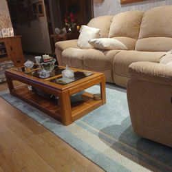 Free Sectional Couch With  Two Recliners & Coffee Table