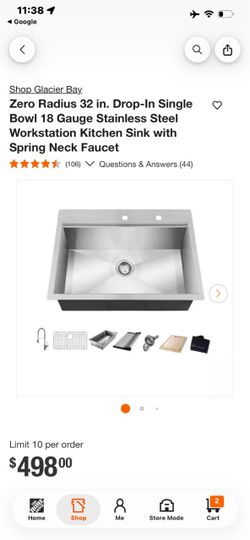 Glacier Bay 32 in. Stainless Steel Workstation Kitchen Sink