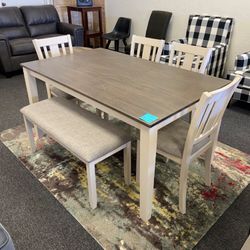 6-pc Dining Set ( Table + 4 Chairs + Bench)