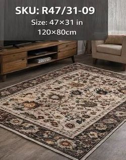 Brand New 47×31 Vintage Floral Area Rug – Soft Non-Slip Carpet for Living Room / Bedroom