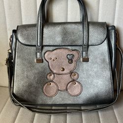 Silver Teddy Medium Satchel Purse
