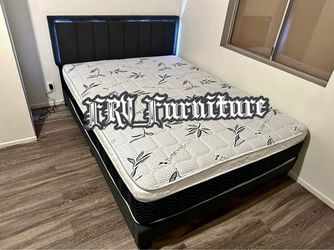 New Queen bed frame with mattress