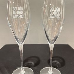 Golden Globe Awards Luigi Bormioli (Set of 2) Champagne Glasses (Made in Italy) NOT SOLD TO THE GENERAL PUBLIC Brad Pitt Leonardo DiCaprio Sean Penn
