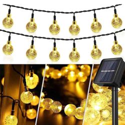 23FT 50 led solar  String Lights Outdoor Crystal Globe Lights with 8 Lighting Modes, ip65Waterproof Solar Powered Patio Lights for Garden Yard Porch W
