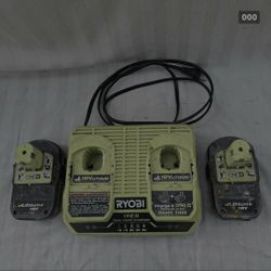 Ryobi ONE+ 18V Dual-Port Charger with Two 18V Lithium+ Batteries DIY Parts