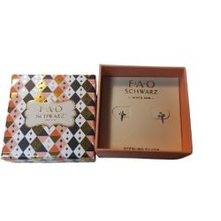 FAO SCHWARZ .925 Sterling Silver Cross   Earrings Boxes Small