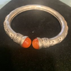 SILVER PLATED BANGLE-CARNELIAN