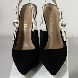 Women's Black Dior Slingback Pump Heels Size 8. 5 US Brand New With Box