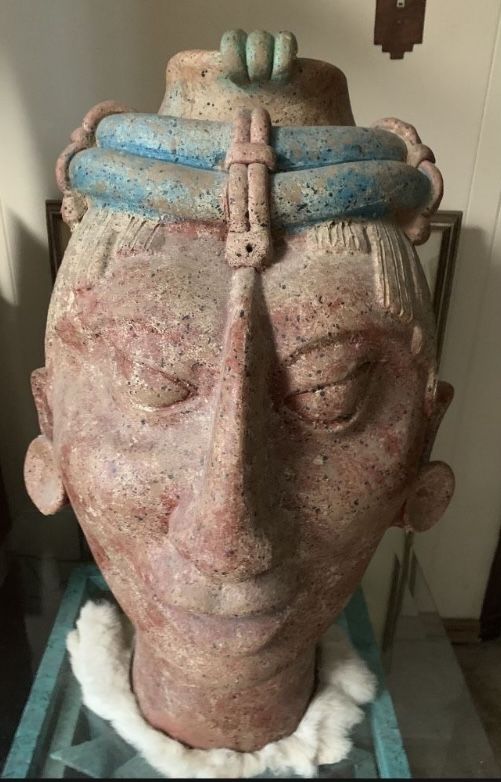 Large Mayan Style Vintage Bust Statue