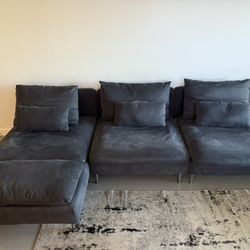 Sectional, Couch, Blue, 58 Inch X 38 Inch