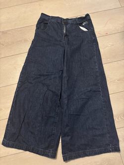 Dark Wash Wide-Leg Denim Jeans