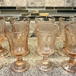Set Of 8 Vintage Indiana glass Pink Goblets 