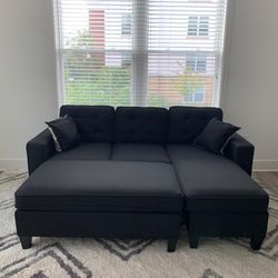 L Shape Sectional Sofa Couch With Ottoman 