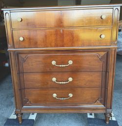 Solid Wood 5-Drawer Tall Chest | Mid-Century Style