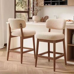 Set of 2 Boucle Counter Height Bar Stools – Brand New