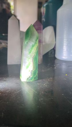 Green fluorite with internal rainbows